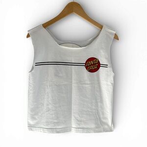 Santa Cruz CUT Skateboards Women's White and Red Tank Top